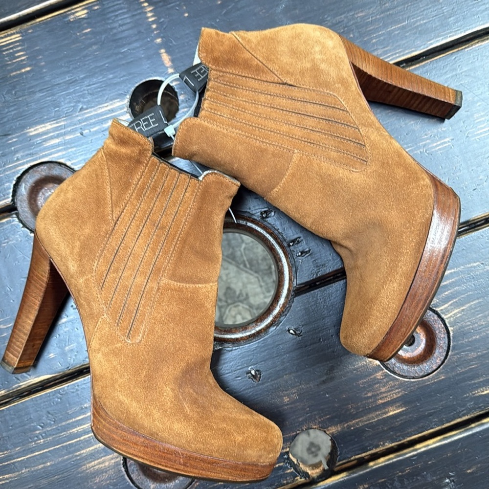 Free Lance Suede Heeled Platform Boots - Size 38